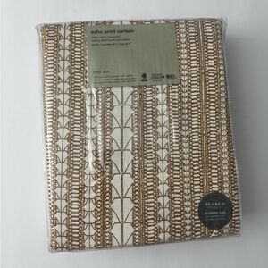 WEST ELM Echo Print Curtain - Brown (Tan) and White